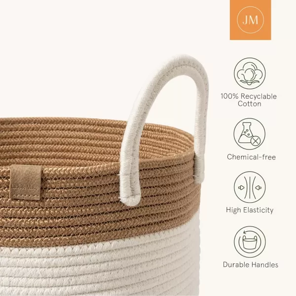 LA JOLIE MUSE Woven Basket Rope Storage Baskets - Large Cotton Organizer, Basket for Baby Blanket, Kids Toy Nursery Laundry Basket Azure M