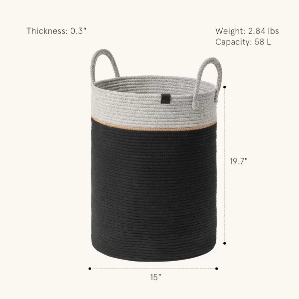 LA JOLIE MUSE Woven Basket Rope Storage Baskets - Large Cotton Organizer, Basket for Baby Blanket, Kids Toy Nursery Laundry Basket Azure M