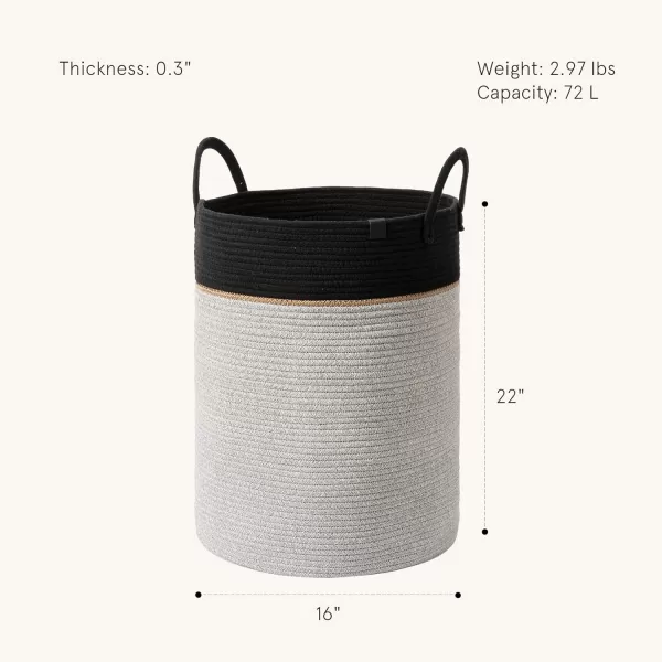 LA JOLIE MUSE Woven Basket Rope Storage Baskets - Large Cotton Organizer, Basket for Baby Blanket, Kids Toy Nursery Laundry Basket Azure M
