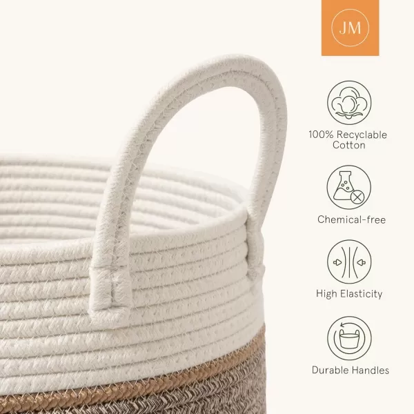 LA JOLIE MUSE Woven Basket Rope Storage Baskets - Large Cotton Organizer, Basket for Baby Blanket, Kids Toy Nursery Laundry Basket Azure M