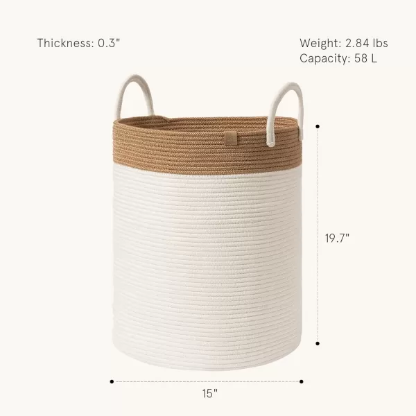 LA JOLIE MUSE Woven Basket Rope Storage Baskets - Large Cotton Organizer, Basket for Baby Blanket, Kids Toy Nursery Laundry Basket Azure M