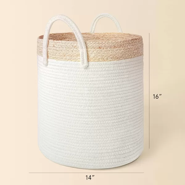 LA JOLIE MUSE Woven Basket Rope Storage Baskets - Large Cotton Organizer, Basket for Baby Blanket, Kids Toy Nursery Laundry Basket Azure M