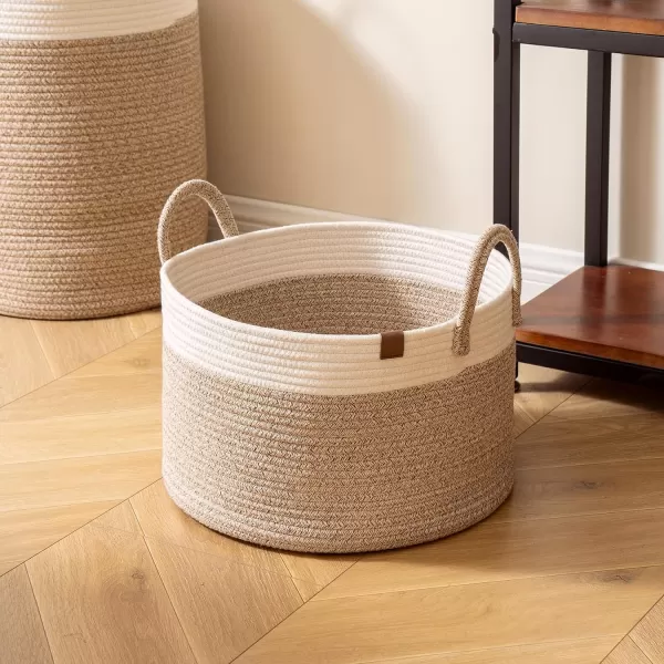 LA JOLIE MUSE Woven Basket Rope Storage Baskets - Large Cotton Organizer, Basket for Baby Blanket, Kids Toy Nursery Laundry Basket Azure M