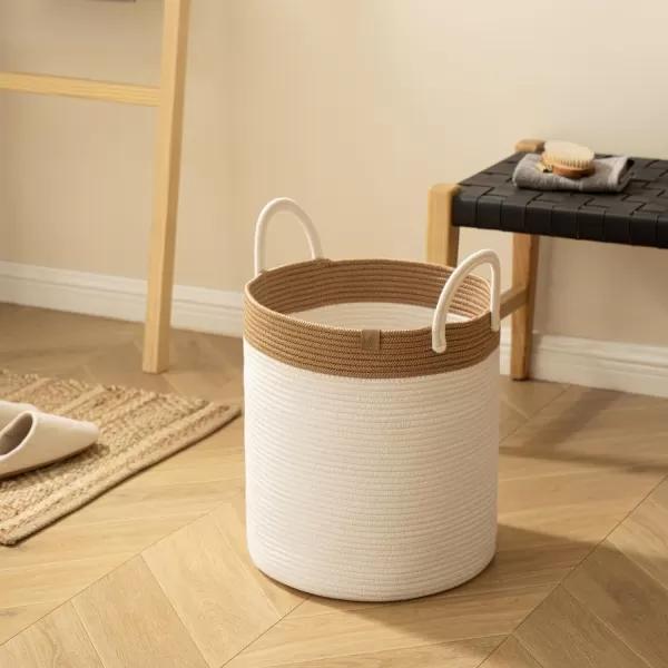 LA JOLIE MUSE Woven Basket Rope Storage Baskets - Large Cotton Organizer, Basket for Baby Blanket, Kids Toy Nursery Laundry Basket Azure M