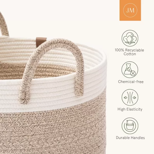 LA JOLIE MUSE Woven Basket Rope Storage Baskets - Large Cotton Organizer, Basket for Baby Blanket, Kids Toy Nursery Laundry Basket Azure M