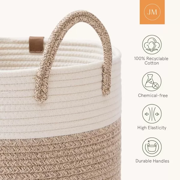 LA JOLIE MUSE Woven Basket Rope Storage Baskets - Large Cotton Organizer, Basket for Baby Blanket, Kids Toy Nursery Laundry Basket Azure M