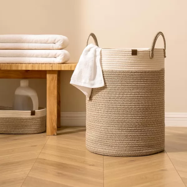 LA JOLIE MUSE Woven Basket Rope Storage Baskets - Large Cotton Organizer, Basket for Baby Blanket, Kids Toy Nursery Laundry Basket Azure M