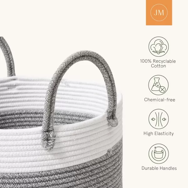 LA JOLIE MUSE Woven Basket Rope Storage Baskets - Large Cotton Organizer, Basket for Baby Blanket, Kids Toy Nursery Laundry Basket Azure M
