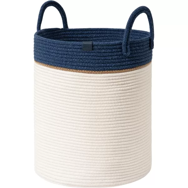 LA JOLIE MUSE Woven Basket Rope Storage Baskets - Large Cotton Organizer, Basket for Baby Blanket, Kids Toy Nursery Laundry Basket Azure M