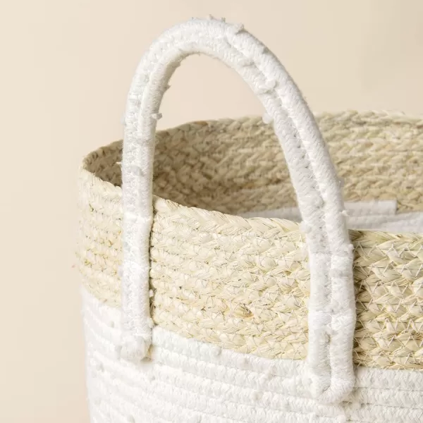 LA JOLIE MUSE Woven Basket Rope Storage Baskets - Large Cotton Organizer, Basket for Baby Blanket, Kids Toy Nursery Laundry Basket Azure M