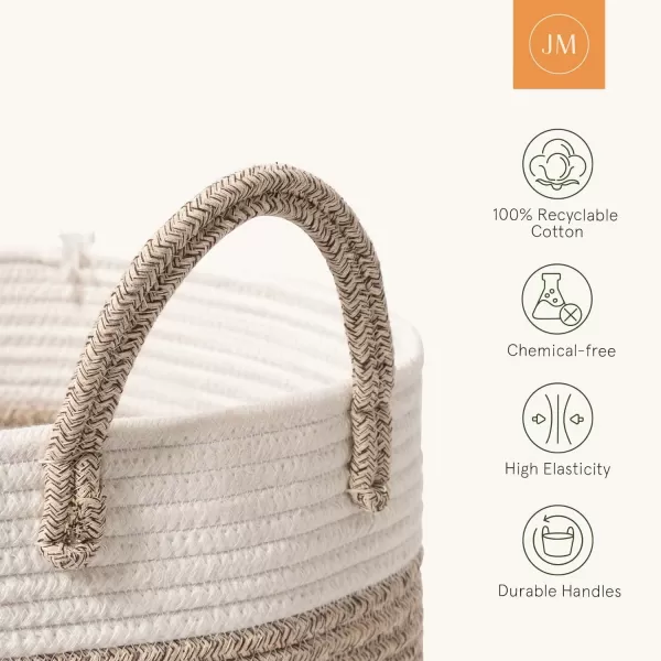 LA JOLIE MUSE Woven Basket Rope Storage Baskets - Large Cotton Organizer, Basket for Baby Blanket, Kids Toy Nursery Laundry Basket Azure M