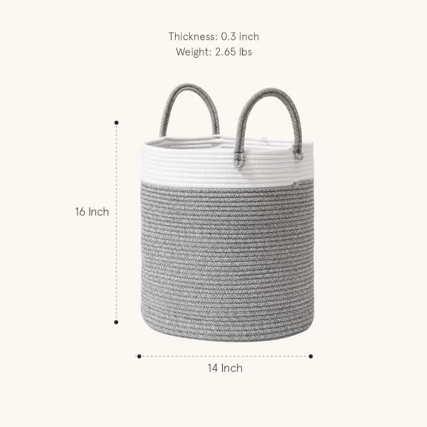 LA JOLIE MUSE Woven Basket Rope Storage Baskets - Large Cotton Organizer, Basket for Baby Blanket, Kids Toy Nursery Laundry Basket Azure M