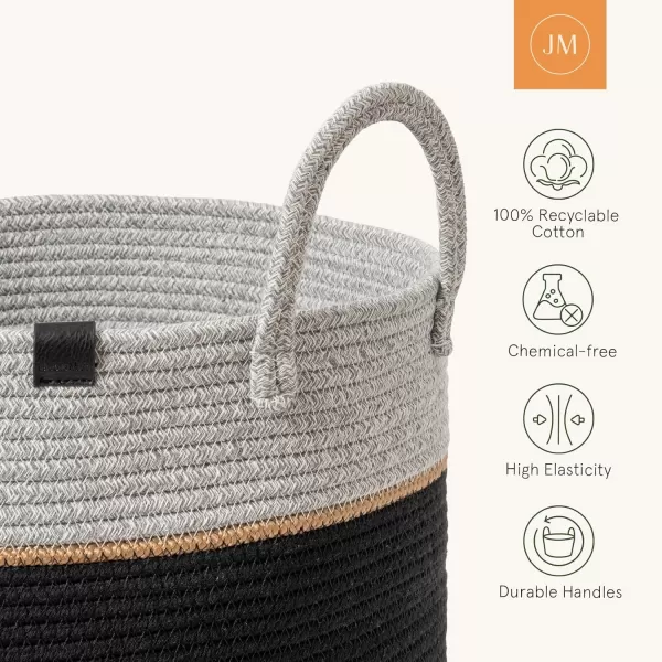 LA JOLIE MUSE Woven Basket Rope Storage Baskets - Large Cotton Organizer, Basket for Baby Blanket, Kids Toy Nursery Laundry Basket Azure M