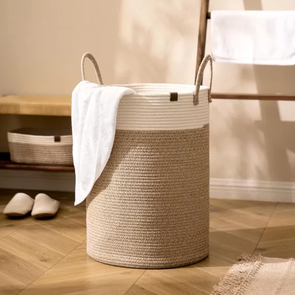 LA JOLIE MUSE Woven Basket Rope Storage Baskets - Large Cotton Organizer, Basket for Baby Blanket, Kids Toy Nursery Laundry Basket Azure M