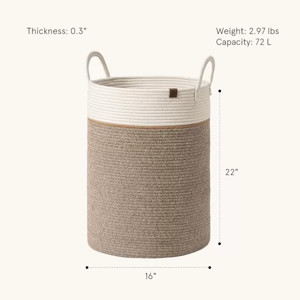 LA JOLIE MUSE Woven Basket Rope Storage Baskets - Large Cotton Organizer, Basket for Baby Blanket, Kids Toy Nursery Laundry Basket Azure M