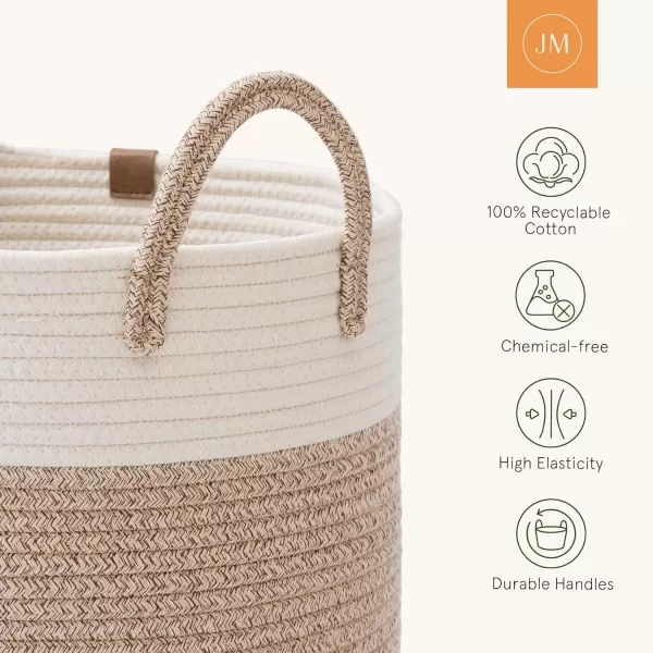 LA JOLIE MUSE Woven Basket Rope Storage Baskets - Large Cotton Organizer, Basket for Baby Blanket, Kids Toy Nursery Laundry Basket Azure M