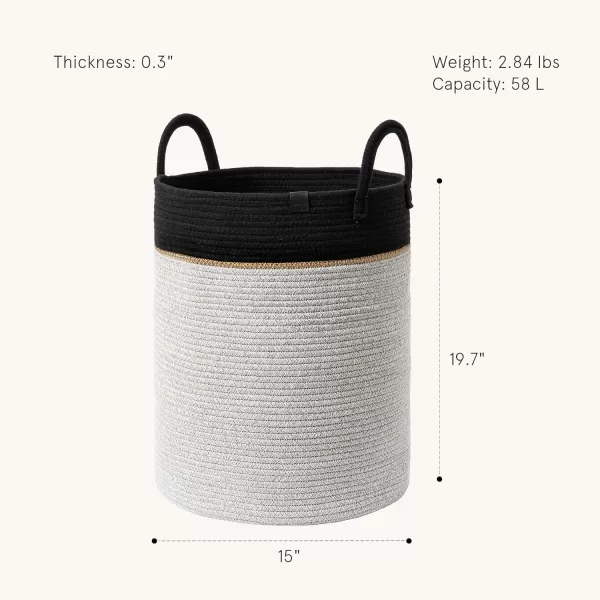 LA JOLIE MUSE Woven Basket Rope Storage Baskets - Large Cotton Organizer, Basket for Baby Blanket, Kids Toy Nursery Laundry Basket Azure M