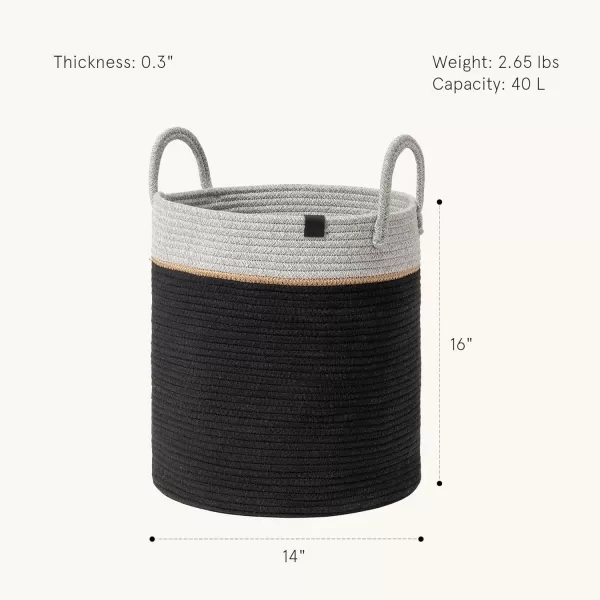 LA JOLIE MUSE Woven Basket Rope Storage Baskets - Large Cotton Organizer, Basket for Baby Blanket, Kids Toy Nursery Laundry Basket Azure M