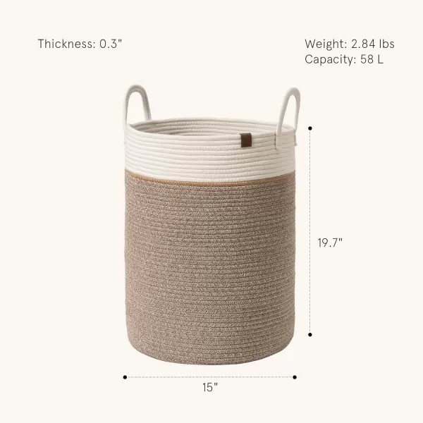 LA JOLIE MUSE Woven Basket Rope Storage Baskets - Large Cotton Organizer, Basket for Baby Blanket, Kids Toy Nursery Laundry Basket Azure M