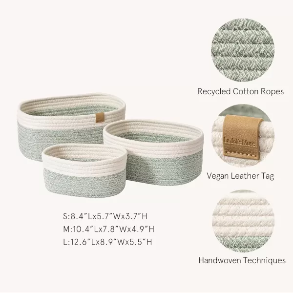 LA JOLIE MUSE Woven Storage Baskets for Organizing, Small Felt and Jute Wicker Basket for Bathroom Shelve Nursery, Decorative Basket Organizer Bins Set of 3, Brown Color Block