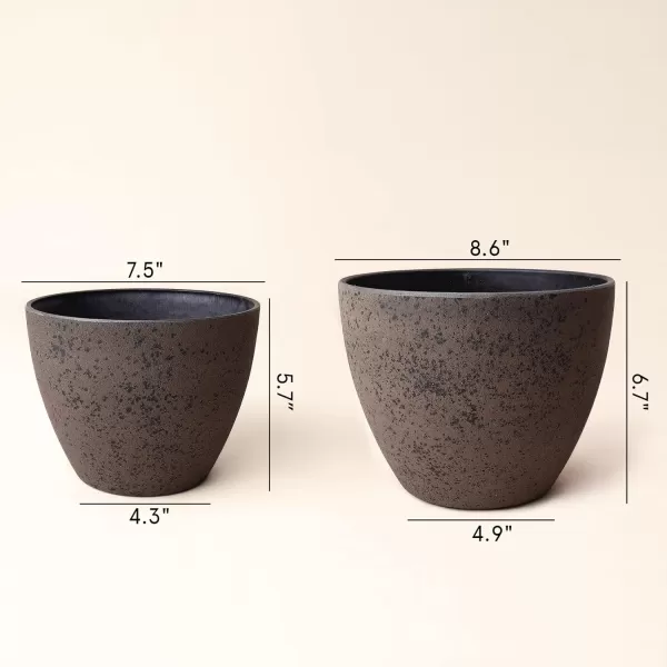 LA Jolie Muse Flower Pots Outdoor Garden Planters, 8.6 +7.5 inch Indoor Plant Pots with Drainage Holes, Speckled White
