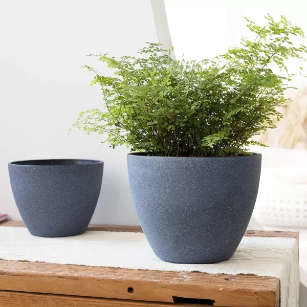 LA Jolie Muse Flower Pots Outdoor Garden Planters, 8.6 +7.5 inch Indoor Plant Pots with Drainage Holes, Speckled White