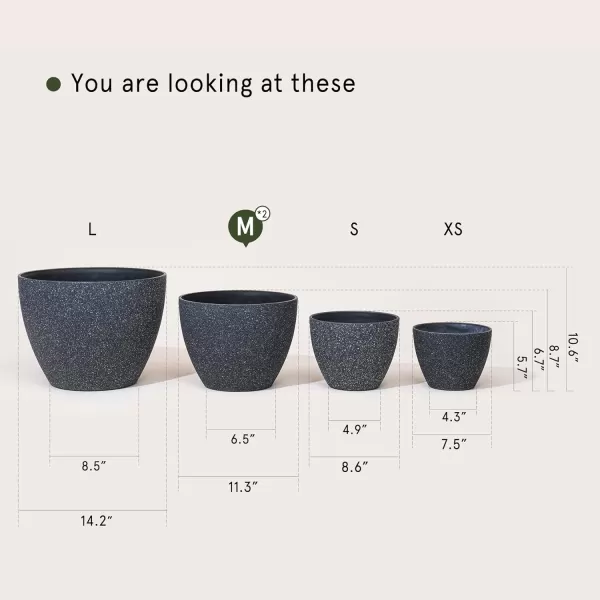 LA Jolie Muse Flower Pots Outdoor Garden Planters, 8.6 +7.5 inch Indoor Plant Pots with Drainage Holes, Speckled White