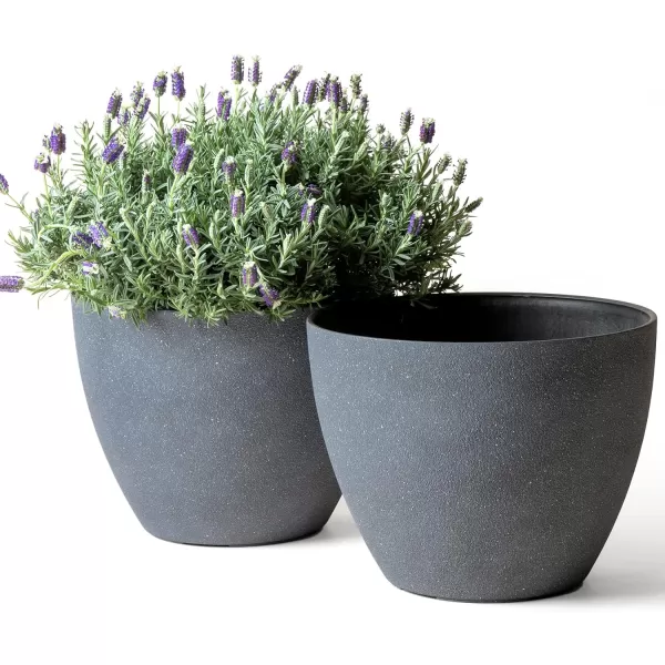 LA Jolie Muse Flower Pots Outdoor Garden Planters, 8.6 +7.5 inch Indoor Plant Pots with Drainage Holes, Speckled White