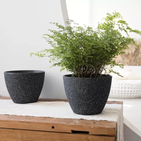 LA Jolie Muse Flower Pots Outdoor Garden Planters, 8.6 +7.5 inch Indoor Plant Pots with Drainage Holes, Speckled White