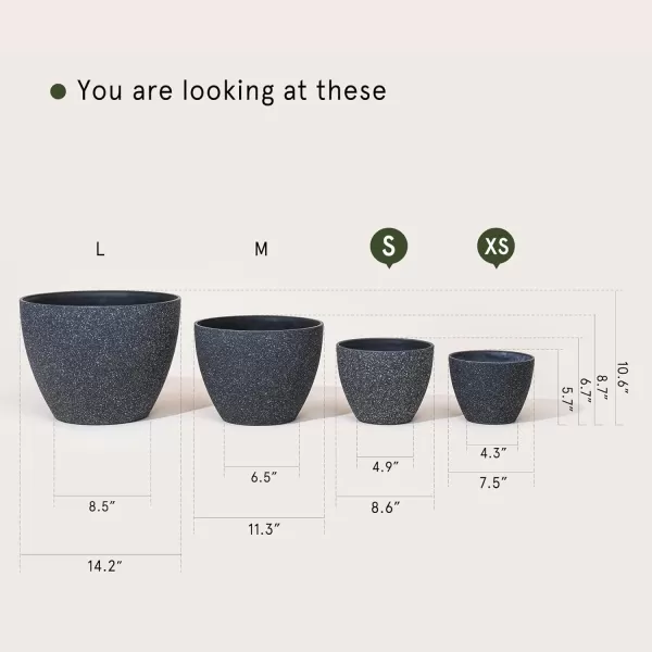 LA Jolie Muse Flower Pots Outdoor Garden Planters, 8.6 +7.5 inch Indoor Plant Pots with Drainage Holes, Speckled White