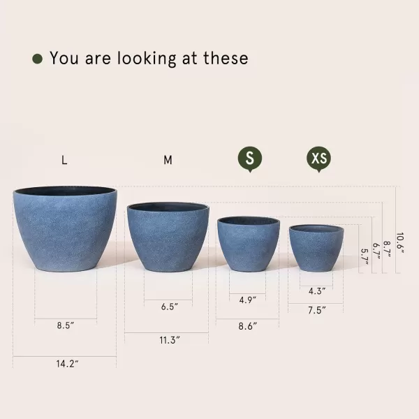 LA Jolie Muse Flower Pots Outdoor Garden Planters, 8.6 +7.5 inch Indoor Plant Pots with Drainage Holes, Speckled White
