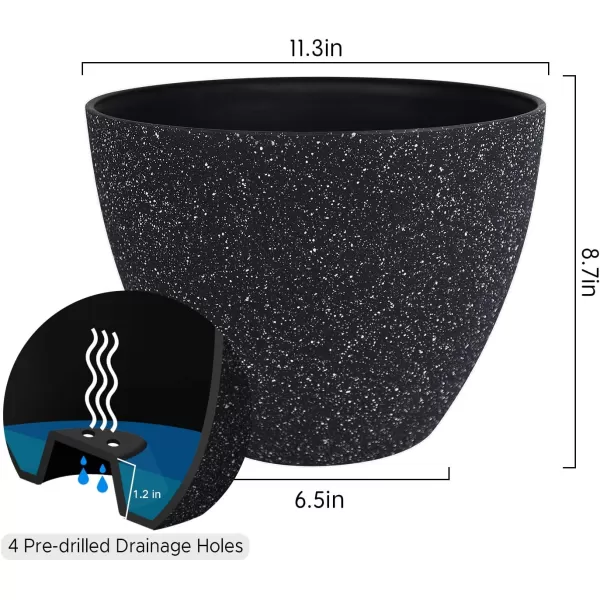 LA Jolie Muse Flower Pots Outdoor Garden Planters, 8.6 +7.5 inch Indoor Plant Pots with Drainage Holes, Speckled White
