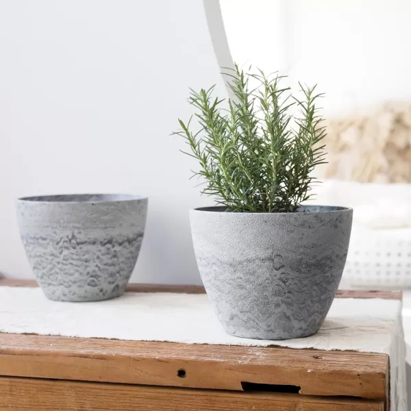 LA Jolie Muse Flower Pots Outdoor Garden Planters, 8.6 +7.5 inch Indoor Plant Pots with Drainage Holes, Speckled White