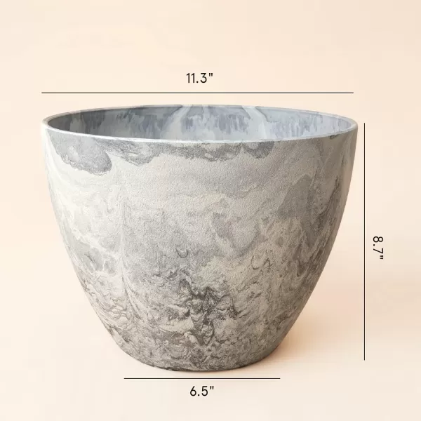 LA Jolie Muse Flower Pots Outdoor Garden Planters, 8.6 +7.5 inch Indoor Plant Pots with Drainage Holes, Speckled White