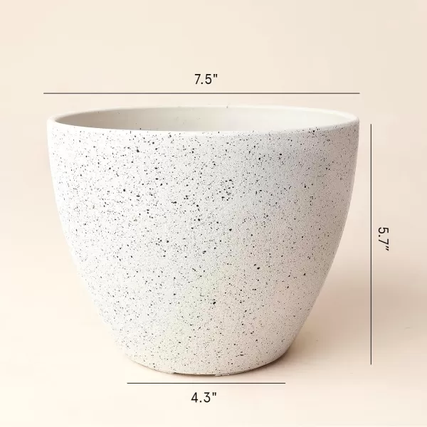 LA Jolie Muse Flower Pots Outdoor Garden Planters, 8.6 +7.5 inch Indoor Plant Pots with Drainage Holes, Speckled White