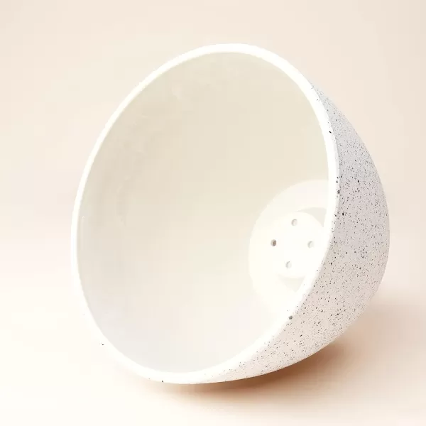 LA Jolie Muse Flower Pots Outdoor Garden Planters, 8.6 +7.5 inch Indoor Plant Pots with Drainage Holes, Speckled White