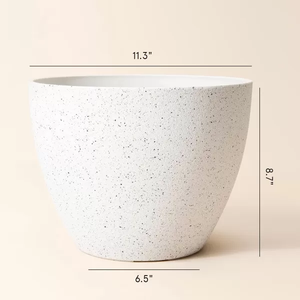 LA Jolie Muse Flower Pots Outdoor Garden Planters, 8.6 +7.5 inch Indoor Plant Pots with Drainage Holes, Speckled White