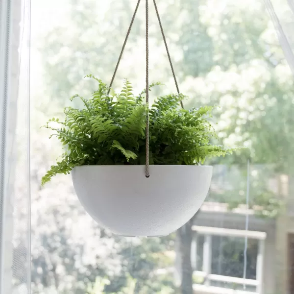 LA Jolie Muse Hanging Planters for Outdoor Plants - 10 Inch Indoor Flower Pots with Drainage, Plants Pots, Speckled-Black, Set of 2
