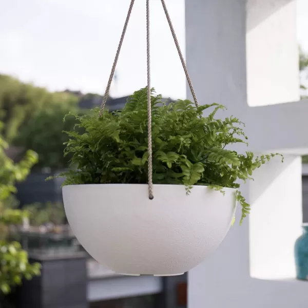 LA Jolie Muse Hanging Planters for Outdoor Plants - 10 Inch Indoor Flower Pots with Drainage, Plants Pots, Speckled-Black, Set of 2
