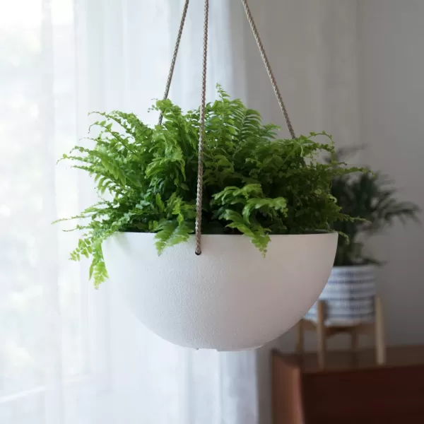 LA Jolie Muse Hanging Planters for Outdoor Plants - 10 Inch Indoor Flower Pots with Drainage, Plants Pots, Speckled-Black, Set of 2