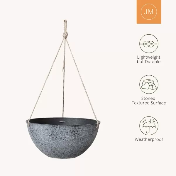 LA Jolie Muse Hanging Planters for Outdoor Plants - 10 Inch Indoor Flower Pots with Drainage, Plants Pots, Speckled-Black, Set of 2