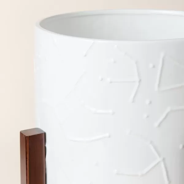 LA Jolie Muse White Planter with Stand,Mid Century Planters for Indoor Plants,Ceramic Plant Pot with Stand - 8 Inch Unique Modern Flower Pots Indoor with Drainage Holes