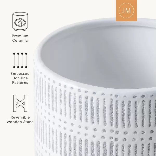 LA Jolie Muse White Planter with Stand,Mid Century Planters for Indoor Plants,Ceramic Plant Pot with Stand - 8 Inch Unique Modern Flower Pots Indoor with Drainage Holes