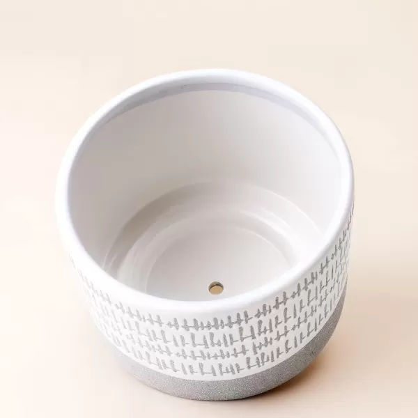 LA Jolie Muse White Planter with Stand,Mid Century Planters for Indoor Plants,Ceramic Plant Pot with Stand - 8 Inch Unique Modern Flower Pots Indoor with Drainage Holes