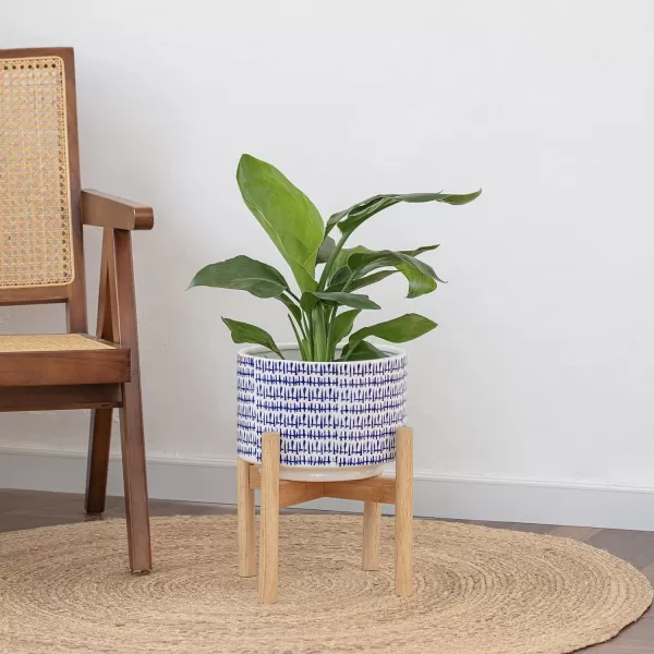 LA Jolie Muse White Planter with Stand,Mid Century Planters for Indoor Plants,Ceramic Plant Pot with Stand - 8 Inch Unique Modern Flower Pots Indoor with Drainage Holes