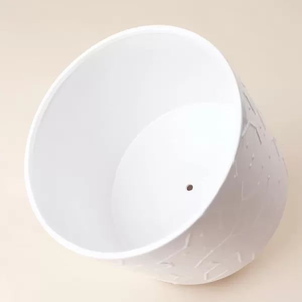 LA Jolie Muse White Planter with Stand,Mid Century Planters for Indoor Plants,Ceramic Plant Pot with Stand - 8 Inch Unique Modern Flower Pots Indoor with Drainage Holes