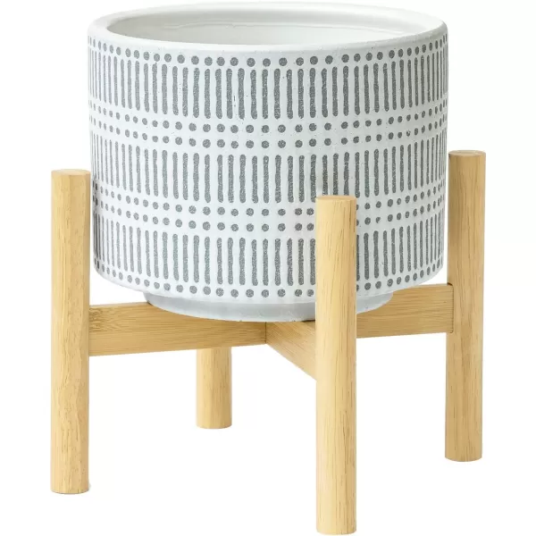 LA Jolie Muse White Planter with Stand,Mid Century Planters for Indoor Plants,Ceramic Plant Pot with Stand - 8 Inch Unique Modern Flower Pots Indoor with Drainage Holes