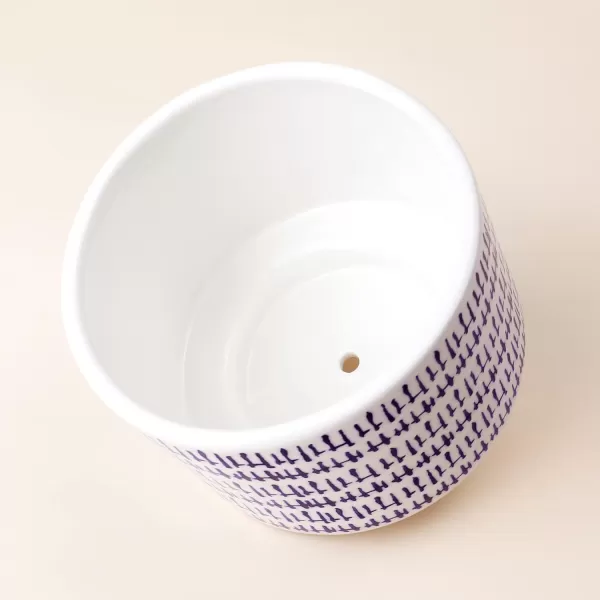 LA Jolie Muse White Planter with Stand,Mid Century Planters for Indoor Plants,Ceramic Plant Pot with Stand - 8 Inch Unique Modern Flower Pots Indoor with Drainage Holes