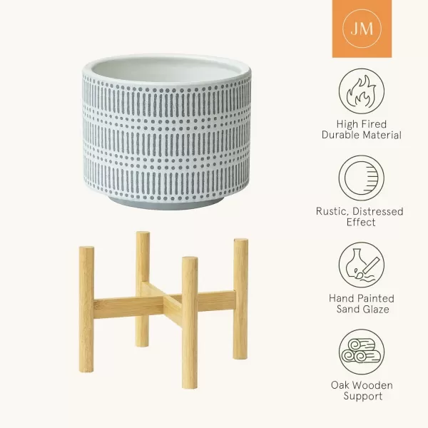 LA Jolie Muse White Planter with Stand,Mid Century Planters for Indoor Plants,Ceramic Plant Pot with Stand - 8 Inch Unique Modern Flower Pots Indoor with Drainage Holes