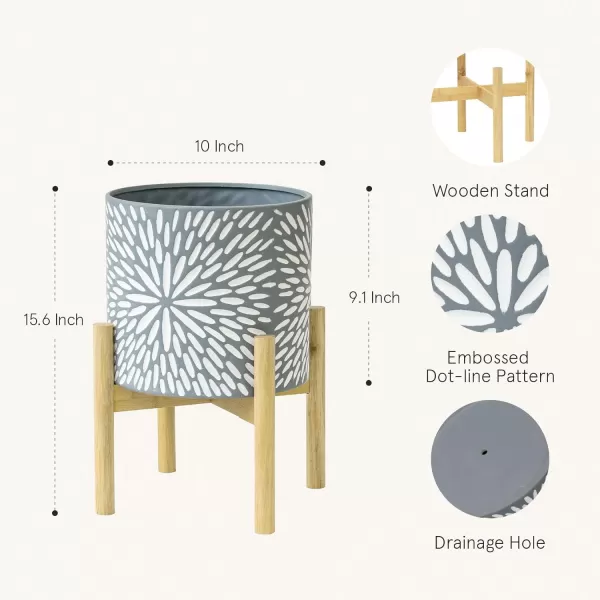 LA Jolie Muse White Planter with Stand,Mid Century Planters for Indoor Plants,Ceramic Plant Pot with Stand - 8 Inch Unique Modern Flower Pots Indoor with Drainage Holes